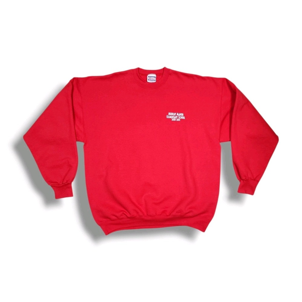 Vintage 2000s Murray Manor School Crew Neck Red Hanes Sweatshirt‎ Adult XL